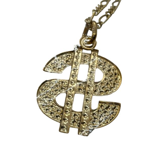 Dollar Sign Necklace Gangster Chain Gold Rapper Bling Bling 30" Costume Jewelry - Picture 8 of 8